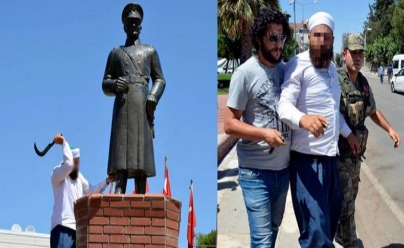 Atatürk heykeline saldıran kişi gözaltına alındı