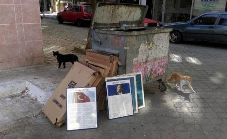 Atatürk'ün posterleri çöpte bulundu
