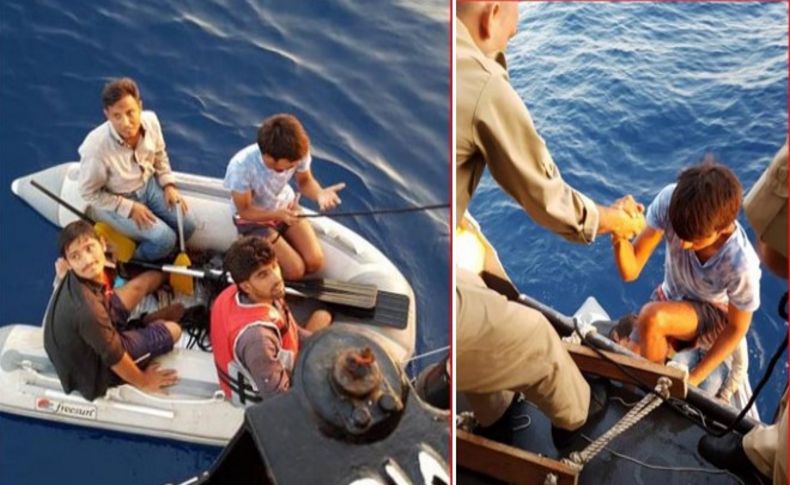 Denizde sürüklenen mülteciler böyle kurtarıldı