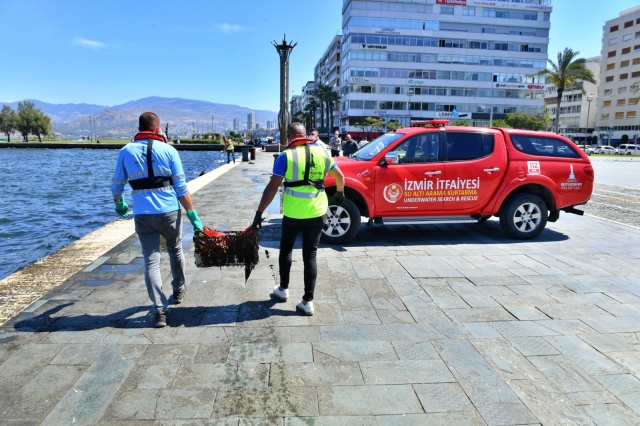 İzmir Büyükşehir Belediyesi dalgıçları Körfez’de dip temizliği yaptı