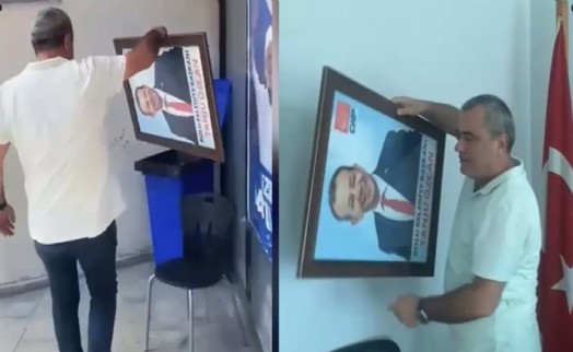 Tanju Özcan’ın partideki fotoğrafını çöpe attılar