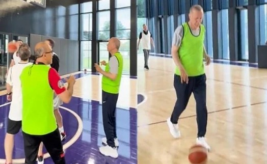 Cumhurbaşkanı Erdoğan basketbol oynadı