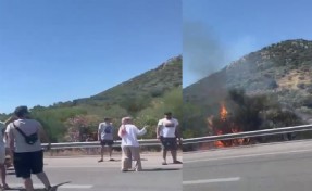 Çeşme'de makilik alanda yangın çıktı