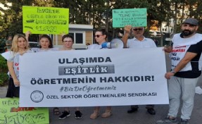 Öğretmenlerden büyükşehir önünde protesto