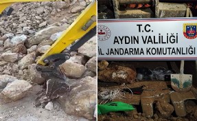 Aydın'da ekskavatörle kaçak kazı; 7 kişiye suçüstü