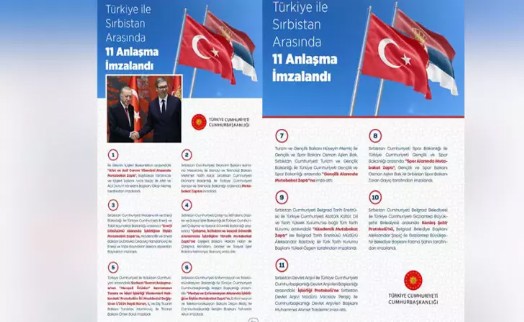 Türkiye ile Sırbistan arasında 11 anlaşma imzalandı