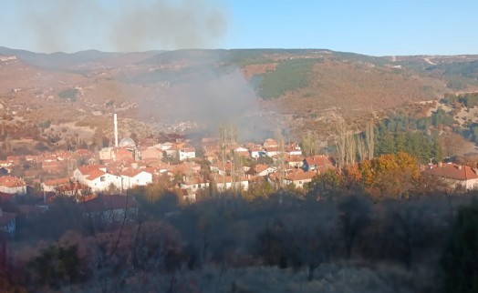 Kütahya'da çöplük yangını; 10 ev ile 2 samanlık yandı