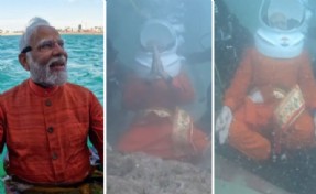 Hindistan Başbakanı Modi'den su altında hac: Görüntüler viral oldu