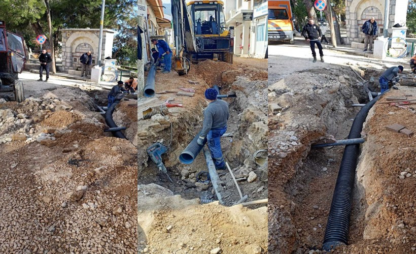 Karaburun Cumhuriyet Caddesi atık su hattına kavuştu