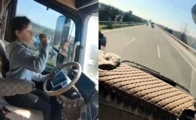 12 yaşındaki kızına TIR çekicisini kullandırdı: O anlar tepki aldı!