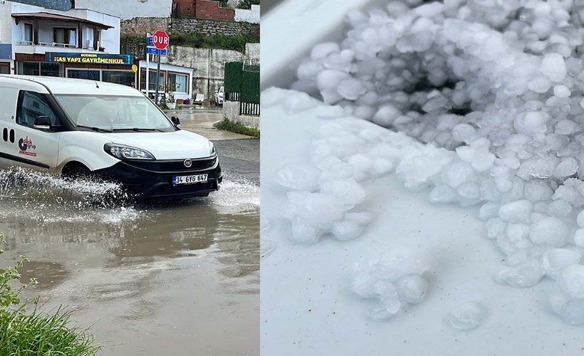 Dolu ve sağanak nedeniyle Bodrum sokakları göle döndü