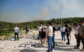 Çeşme'de makilik yangını; Başkan Denizli'den bilgilendirme