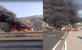 İzmir'de zincirleme trafik kazasında araçlar yandı: 6 yaralı