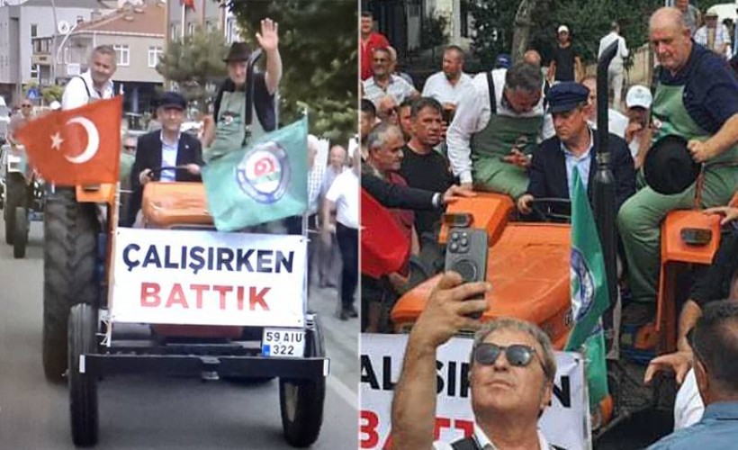 Özgür Özel Buğday Mitingi'ne traktör kullanarak geldi