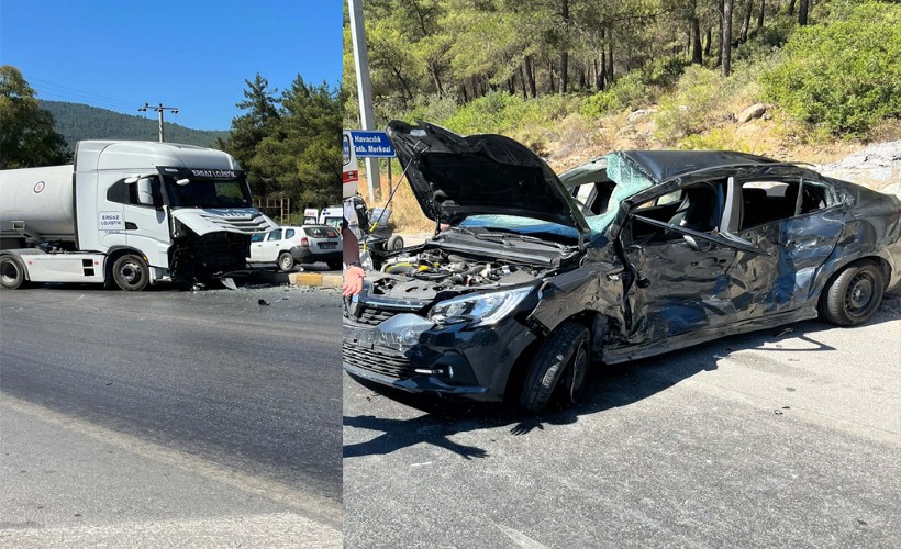 Bodrum’da kavşakta ışık ihlali yapan TIR, otomobile çarptı; 1 ölü, 1 yaralı