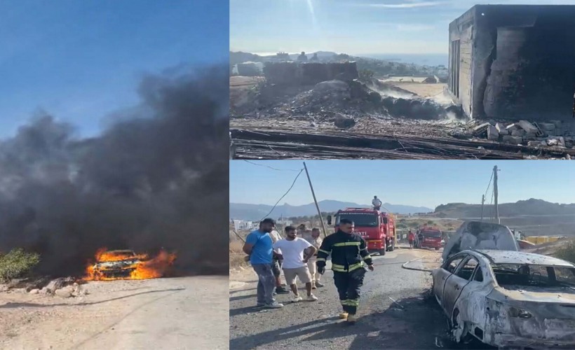 Bodrum'da atıkların toplandığı alandaki yangında gökyüzünü duman kapladı