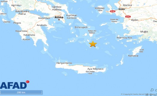 Ege  Denizi'nde peş peşe iki tane 4.6 büyüklüğünde deprem meydana geldi