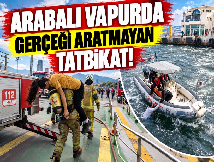Arabalı vapurda gerçeği aratmayan tatbikat!