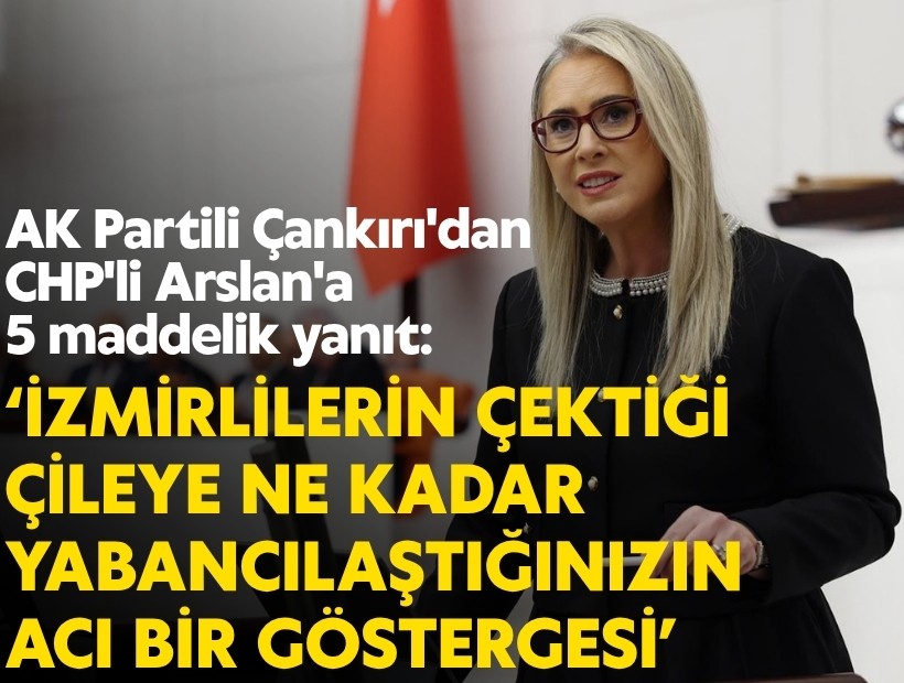 AK Partili Çankırı'dan CHP'li Arslan'a 5 maddelik yanıt: İzmirlilerin çektiği çileye ne kadar yabancılaştığınızın acı bir göstergesi