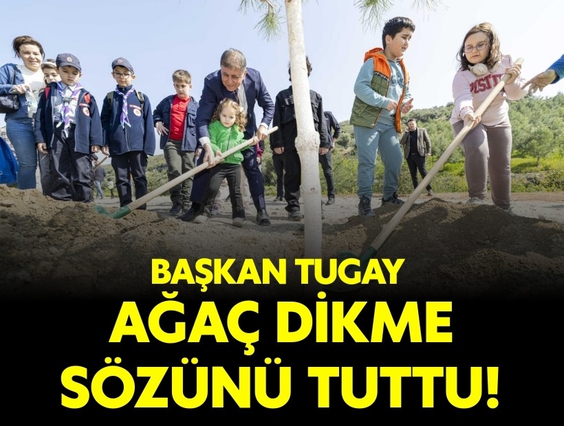 Başkan Tugay çocuklara verdiği sözü tuttu, fidanlar toprakla buluştu