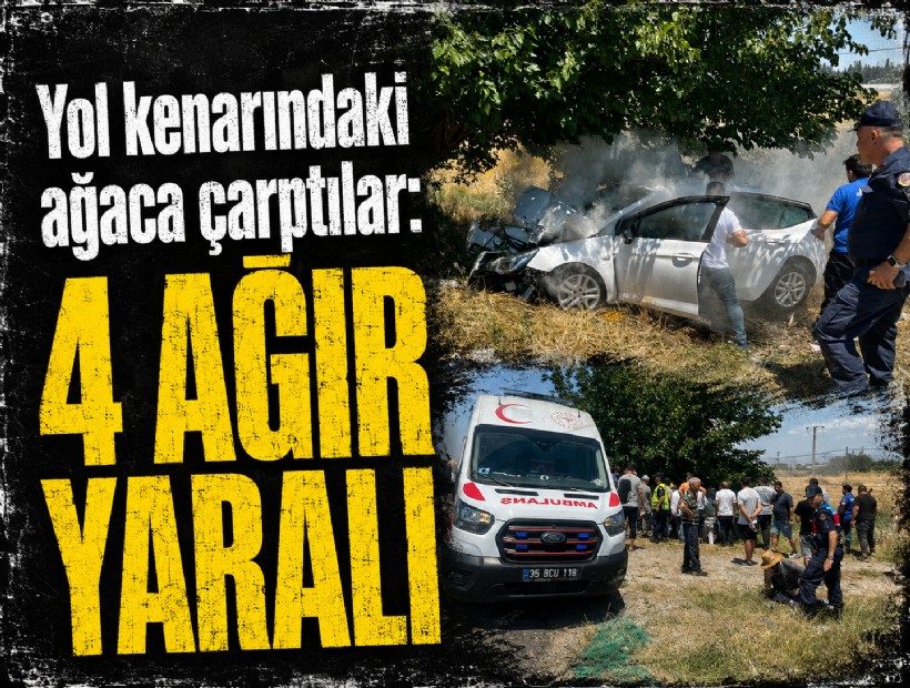Yol kenarındaki ağaca çarptılar: 4 ağır yaralı