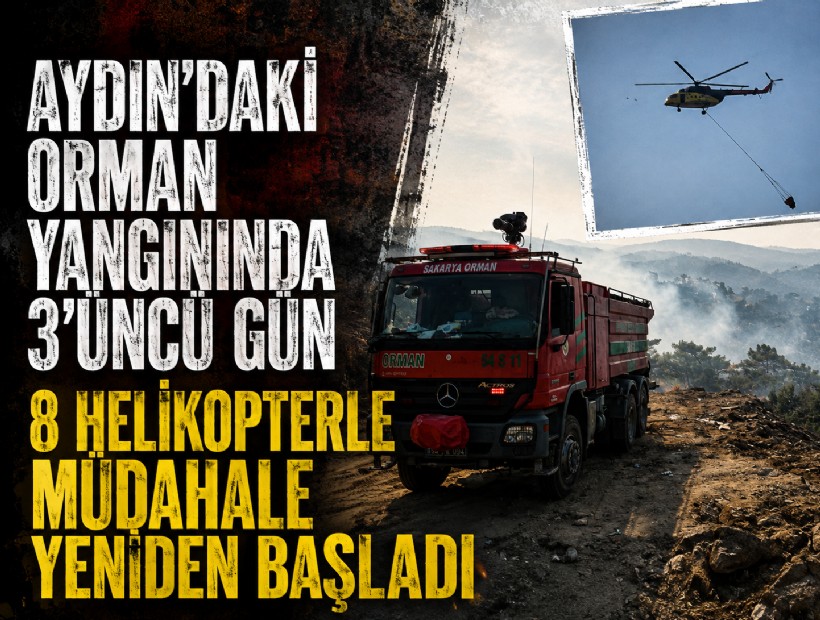 Aydın’daki orman yangınında 3'üncü gün: 8 helikopterle müdahale yeniden başladı