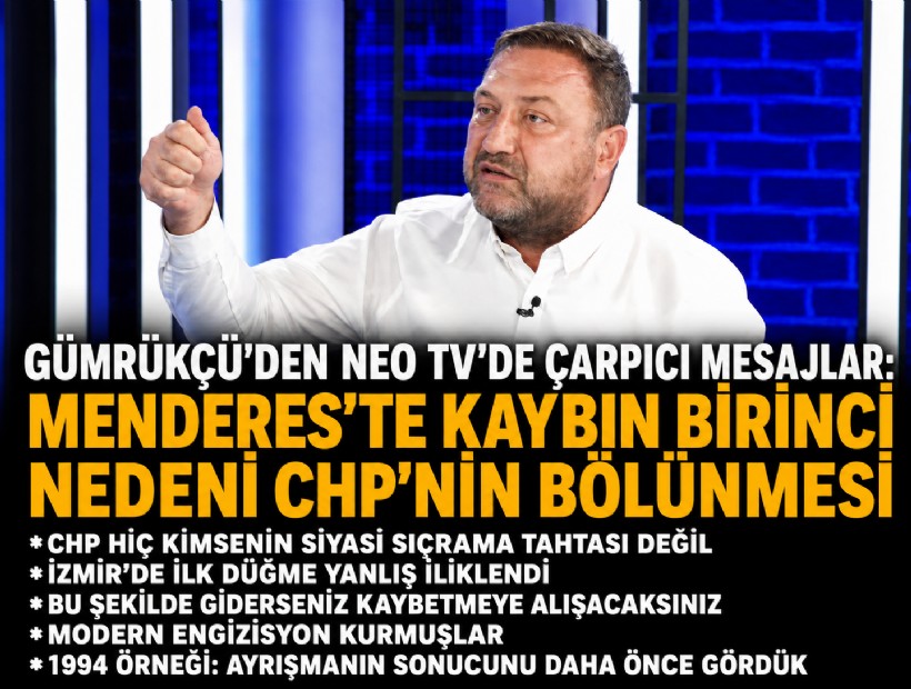 Gümrükçü’den NEO TV’de çarpıcı mesajlar: Menderes’te kaybın birinci nedeni CHP’nin bölünmesi
