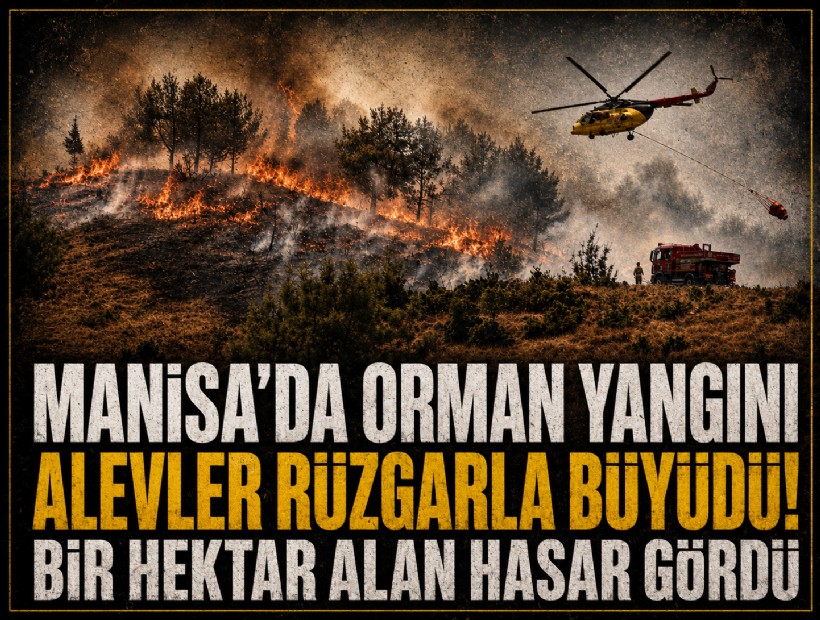 Manisa’da orman yangını: Alevler rüzgarla büyüdü! Bir hektar alan hasar gördü
