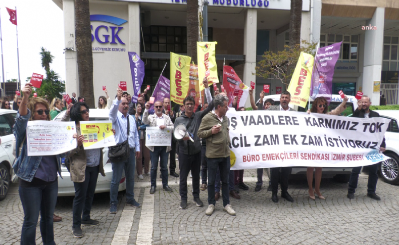 BES İzmir Şubesi'nden kırmızı kartlı eylem: Ek zam istiyoruz!