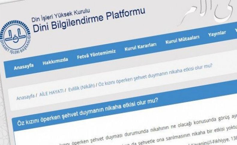 Diyanet, 'öz kıza şehvet' fetvasını yayından kaldırdı