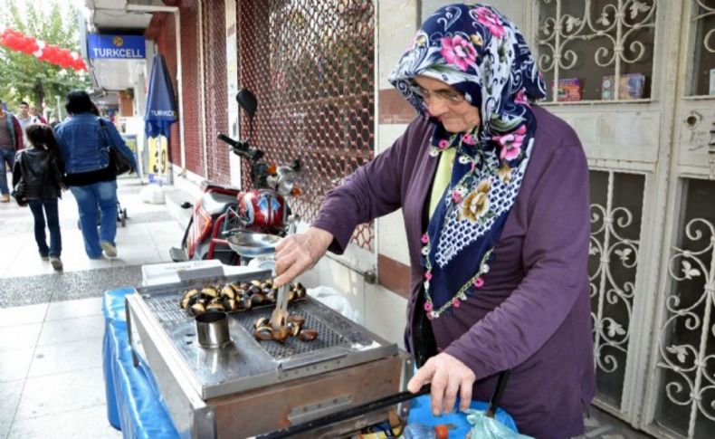 70'lik Ayşe ekmeğini kestaneden çıkarıyor