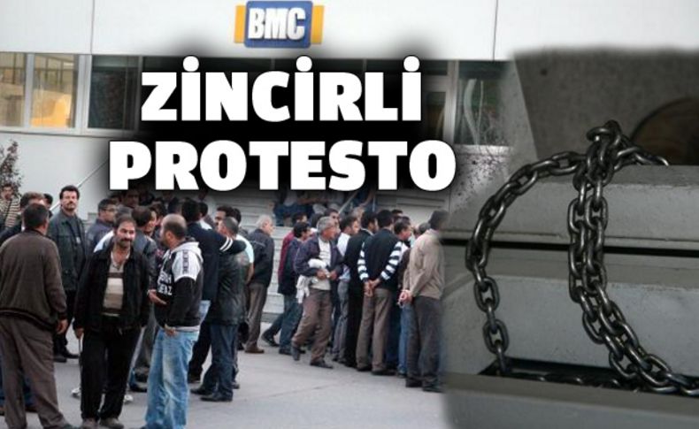 BMC işçilerinin zincirli protestosu