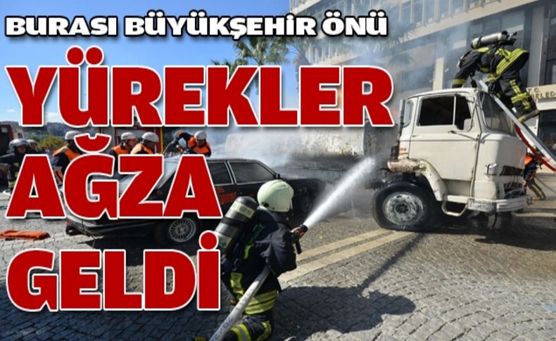 Büyükşehir önünde hareketli dakikalar!