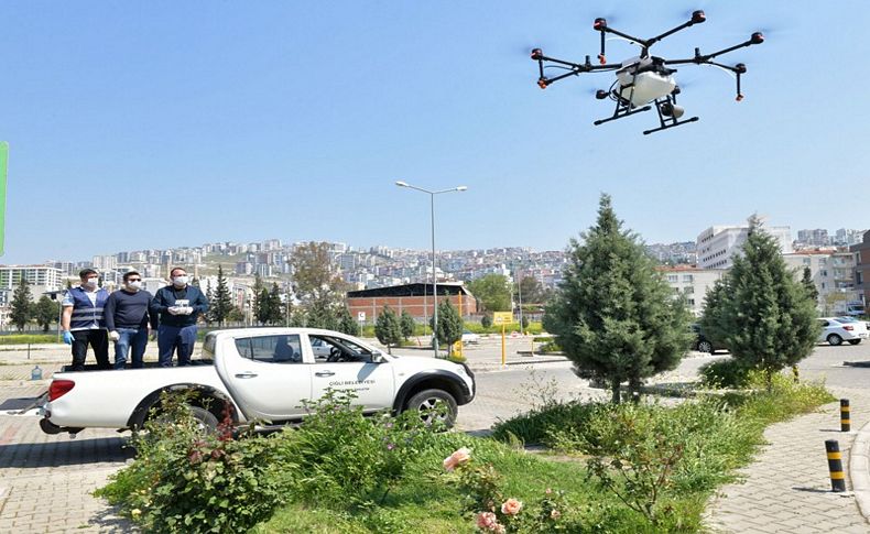 Çiğli’de drone ile dezenfekte başladı