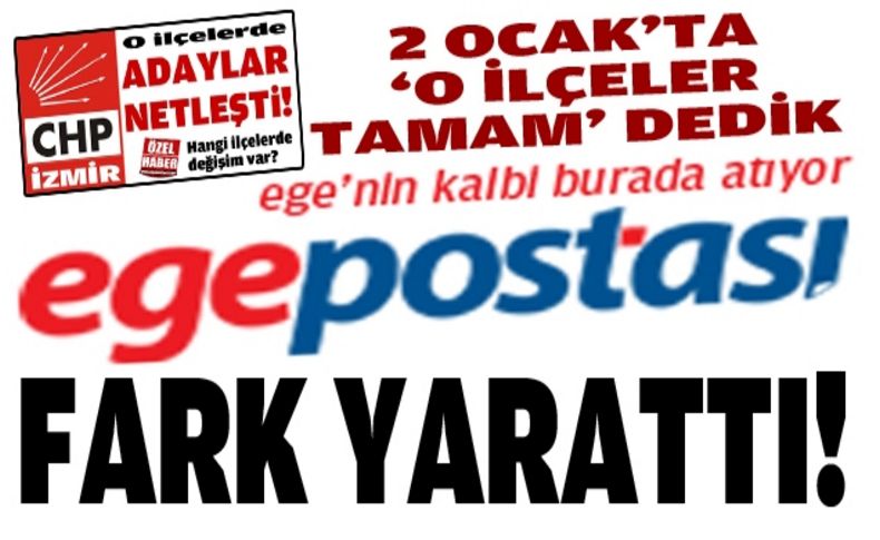 Ege Postası o ilçeleri 2 Ocak'ta yazdı!