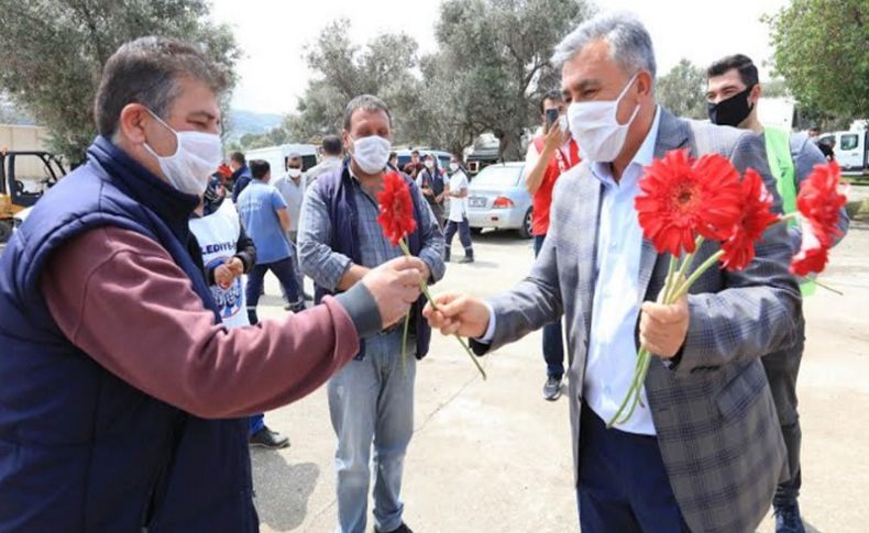 Güzelbahçe'de sosyal mesafeli 1 Mayıs