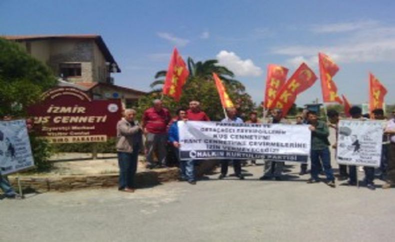 Kuş cennetinde protesto eylemi