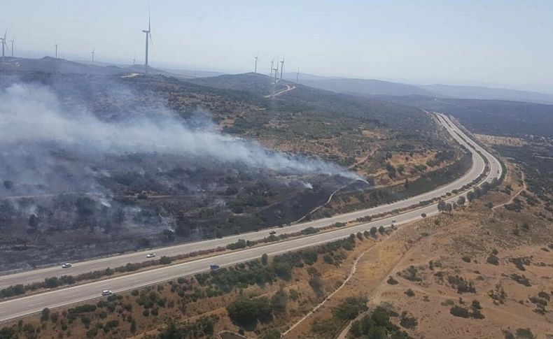 İzmir- Çeşme Otoyolu üzerinde makilik yangını