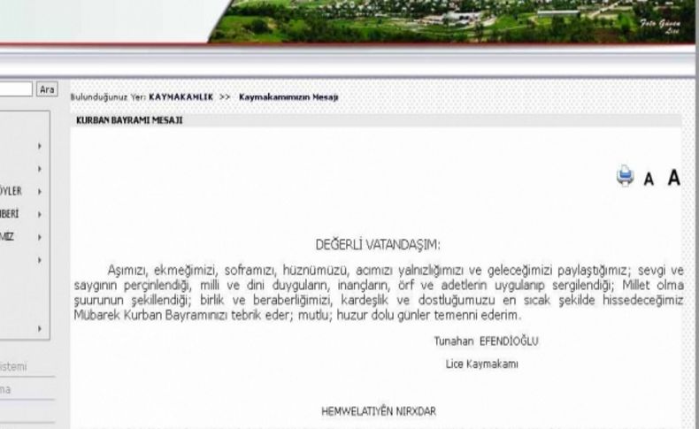 Kamuda Kürtçe’yi ilk kullanan Lice Kaymakamlığı oldu