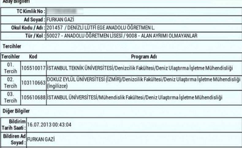 'Kazandığım bölüme yerleşemedim'