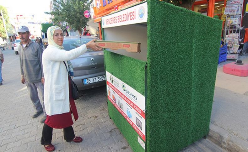 Menderes'te geri dönüşüm konteynerleri yerleştirildi