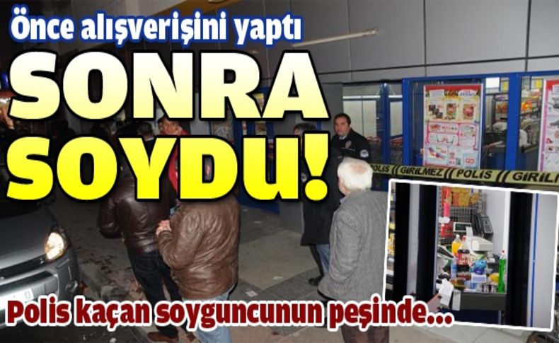 Müşteri gibi girdiği marketi soydu