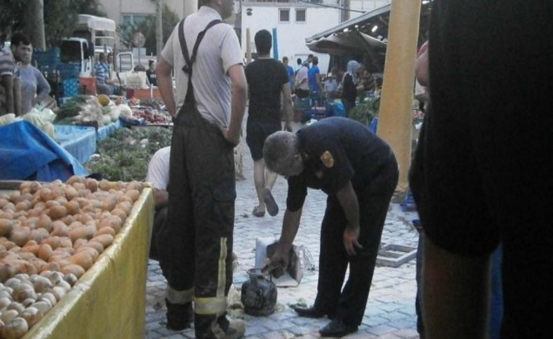 Pazar yerindeki piknik tüpü panik yarattı