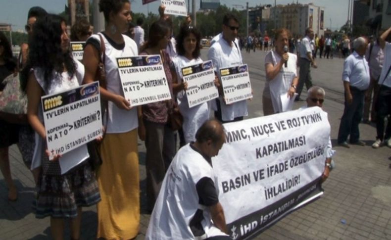 Roj TV’nin kapatılması Taksim’de protesto edildi