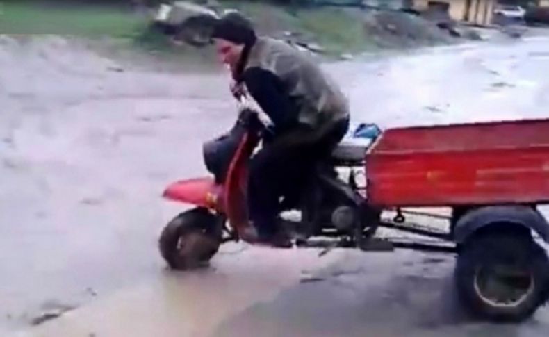 Rusya, motorcunun kuyuya düşme anı