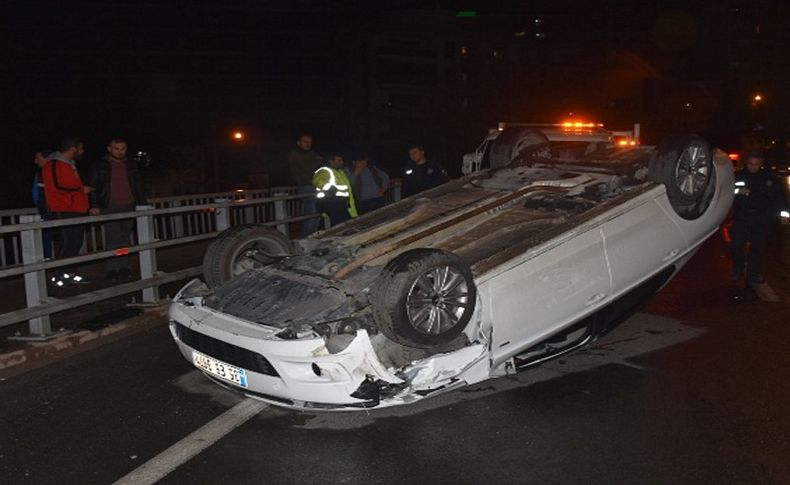 Takla atan otomobil çıkıp, yaya olarak kaçtı